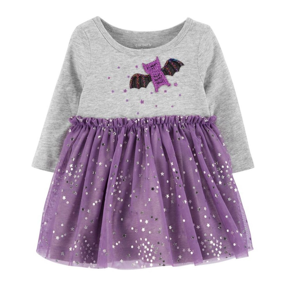 NEW Carter's Baby Dress Set Bat Star Sparkle Print Tulle Denim Legging Bottoms - Picture 2 of 9